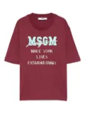MSGM Kids pearl-embellished T-shirt - Red
