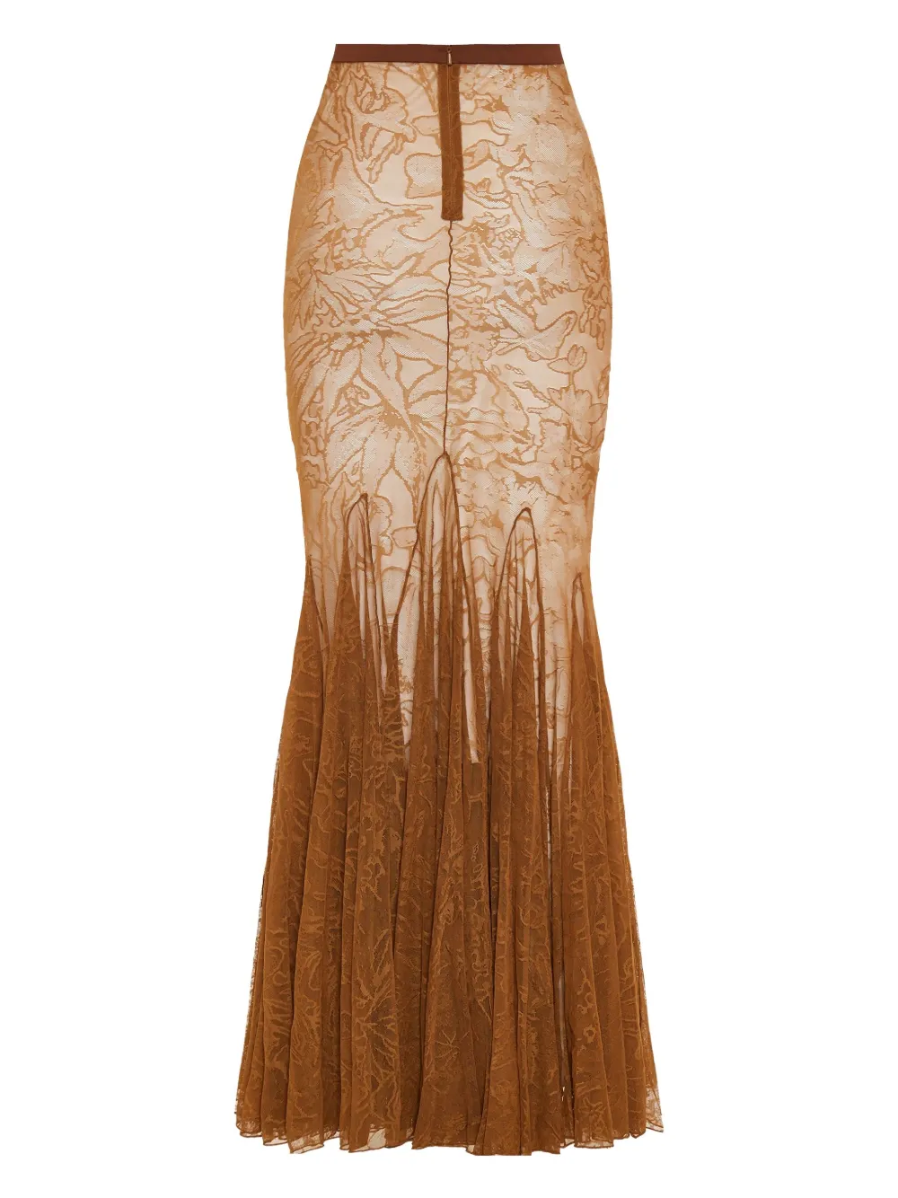 David Koma Maxi-rok met bloemenkant en fishtail - Bruin