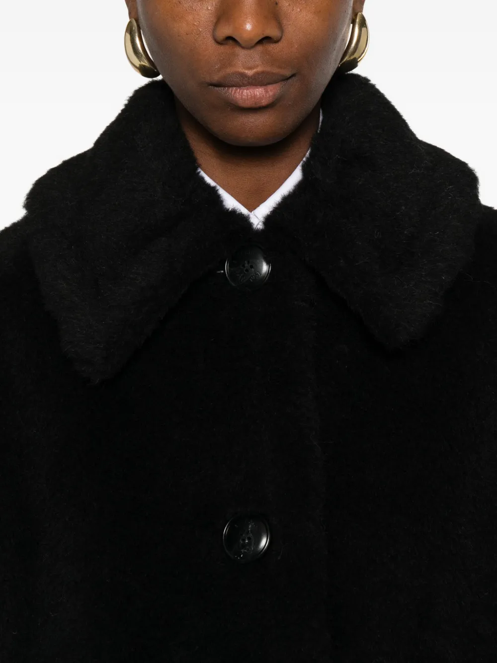 Max Mara teddy three-button cape Zwart