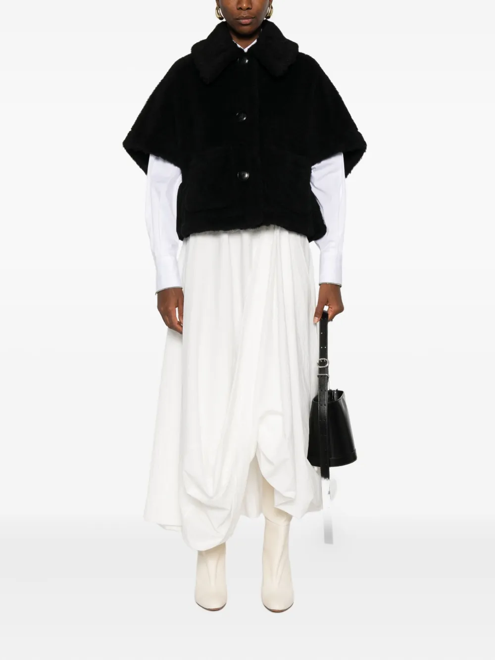 Max Mara teddy three-button cape Zwart