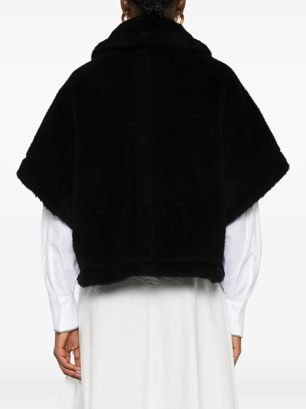 Max Mara teddy three-button cape Zwart