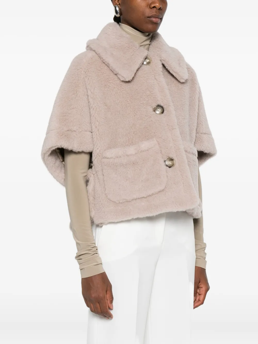 Max Mara Teddy button-up cape Roze
