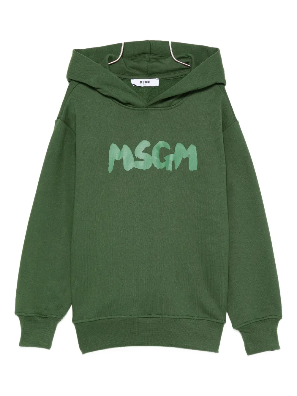 Msgm Logo-print Hoodie In Green