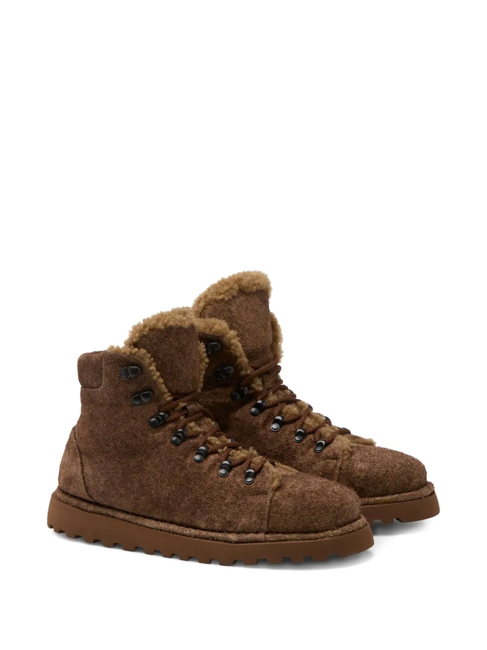 Marsèll Pallottola Shearling Lace-up Boot In Brown