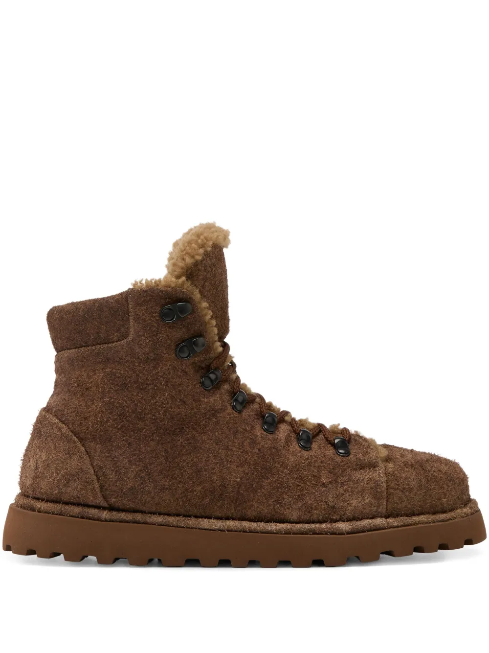 Marsèll Pallottola Shearling Lace-up Boot In Brown