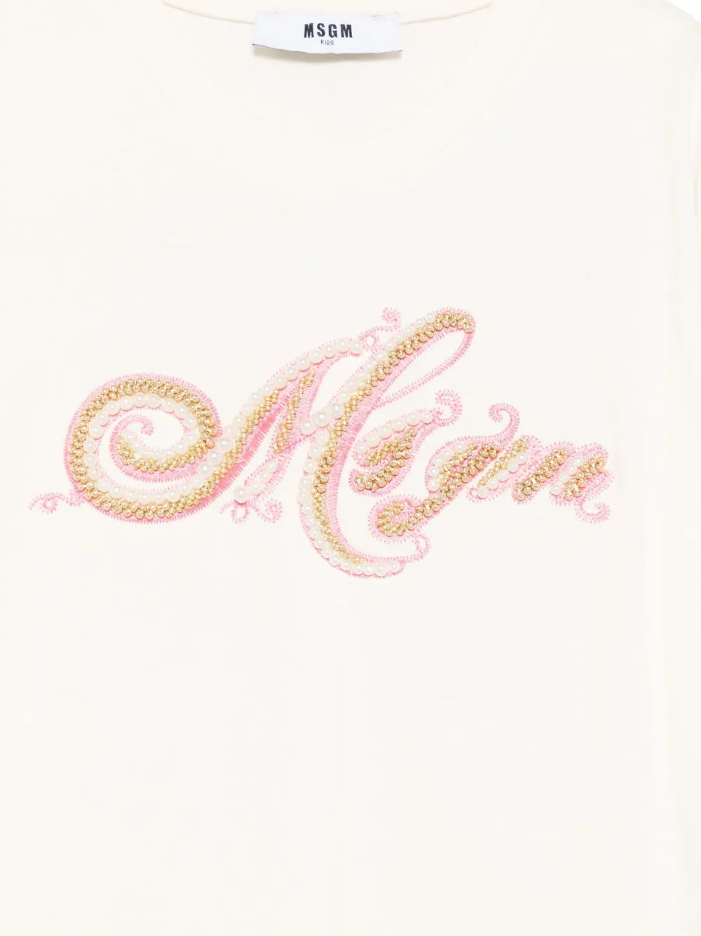MSGM Kids T-shirt verfraaid met kralen Beige