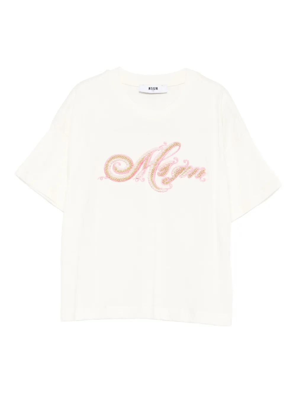 MSGM Kids T-shirt verfraaid met kralen Beige