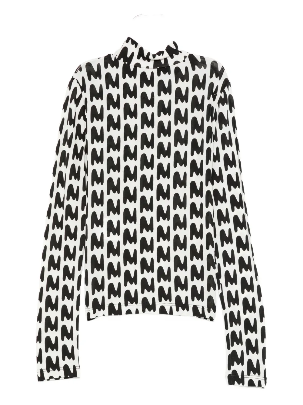 Msgm Abstract-print Mock-neck T-shirt In White