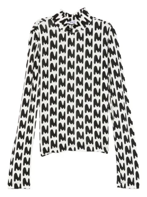 MSGM Kids T-shirt med høj hals og abstrakt tryk