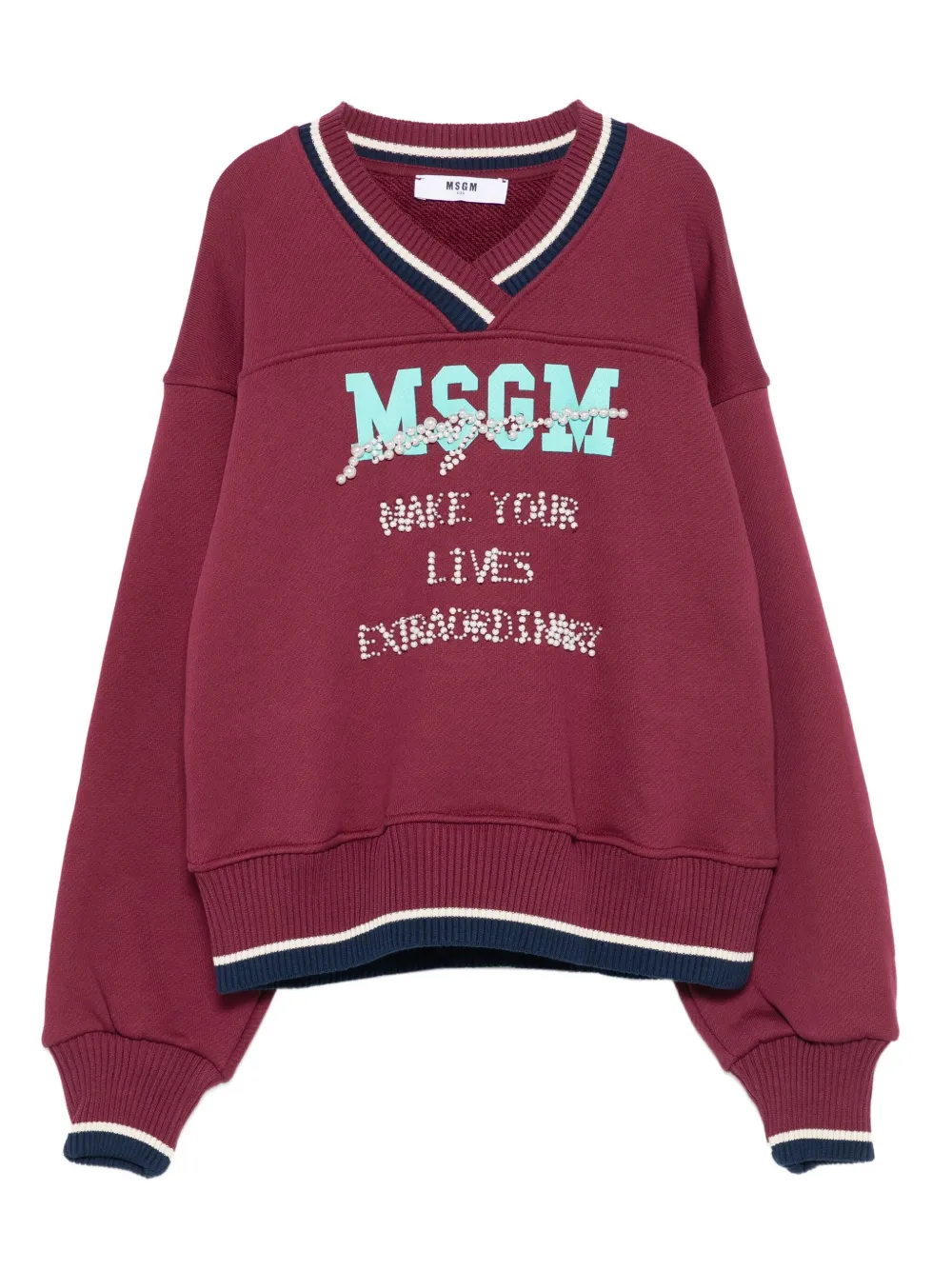 MSGM Kids Sweater verfraaid met parels Rood