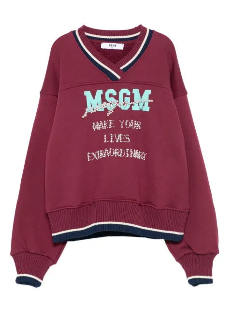 MSGM Kids pearl-embellished sweatshirt