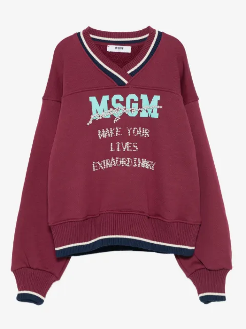 MSGM Kids pearl-embellished sweatshirt