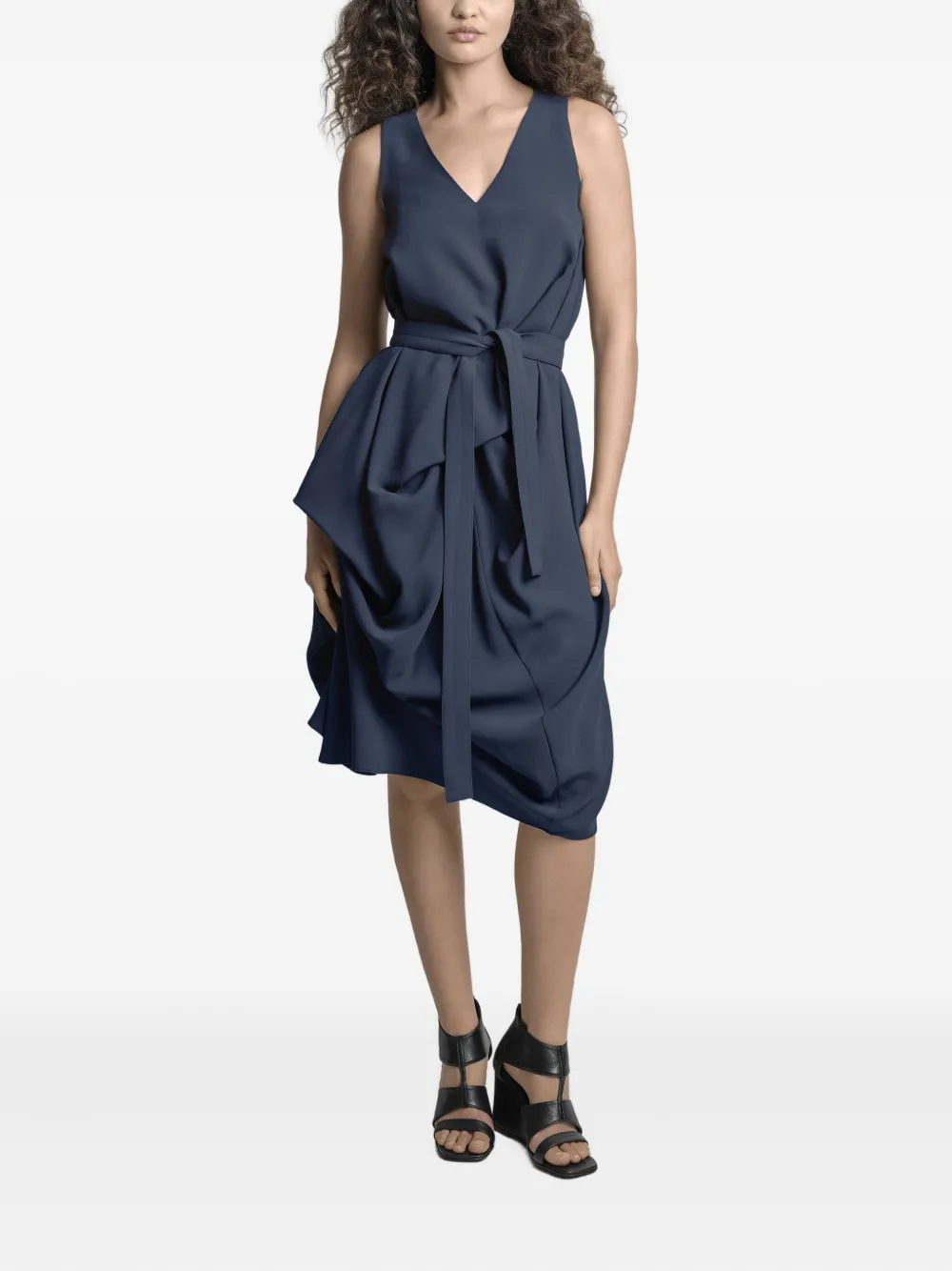 Uma | Raquel Davidowicz draped-detail V-neck midi dress - Blauw