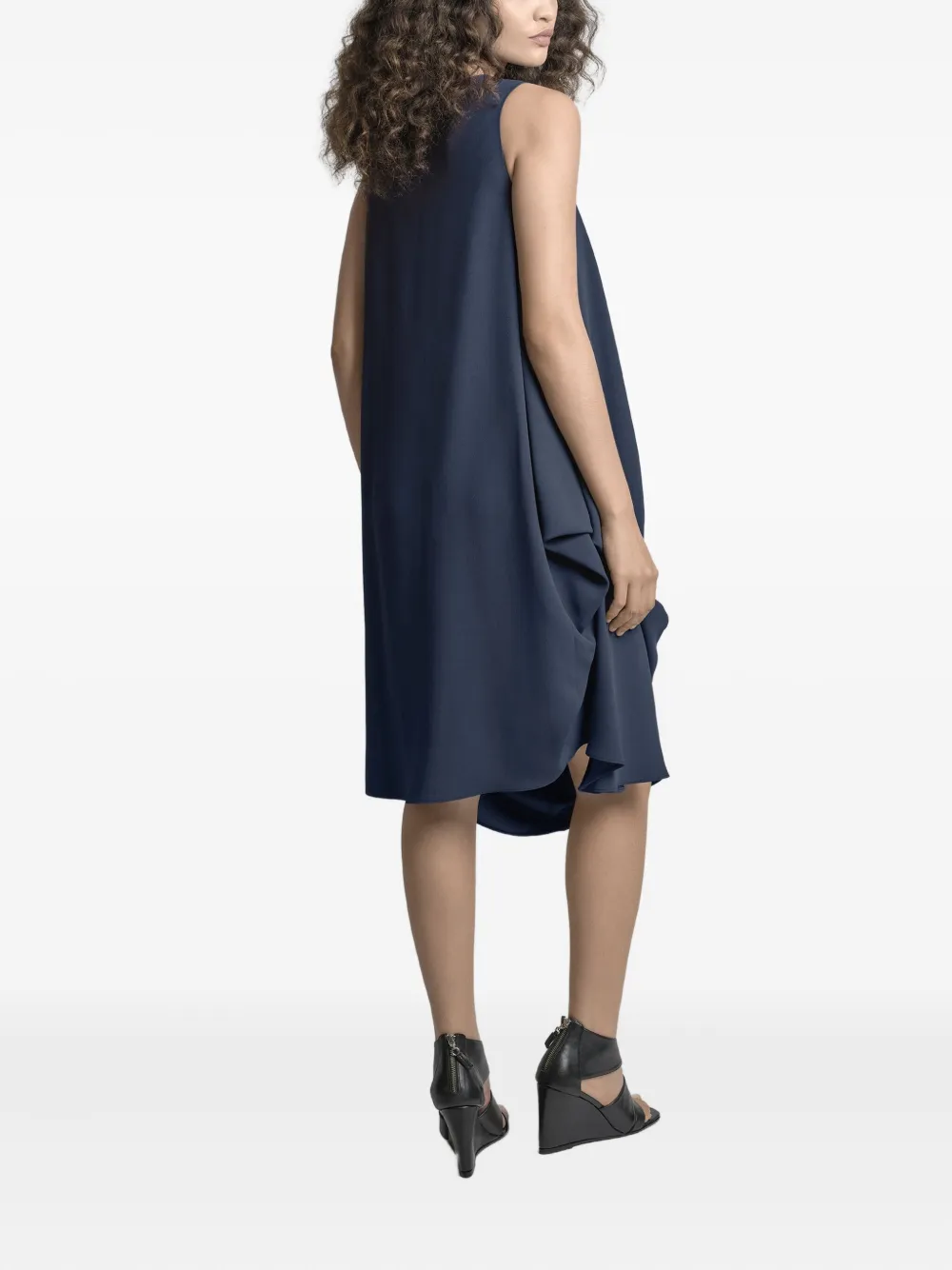 Uma | Raquel Davidowicz Midi-jurk met gedrapeerd detail en V-ahls Blauw
