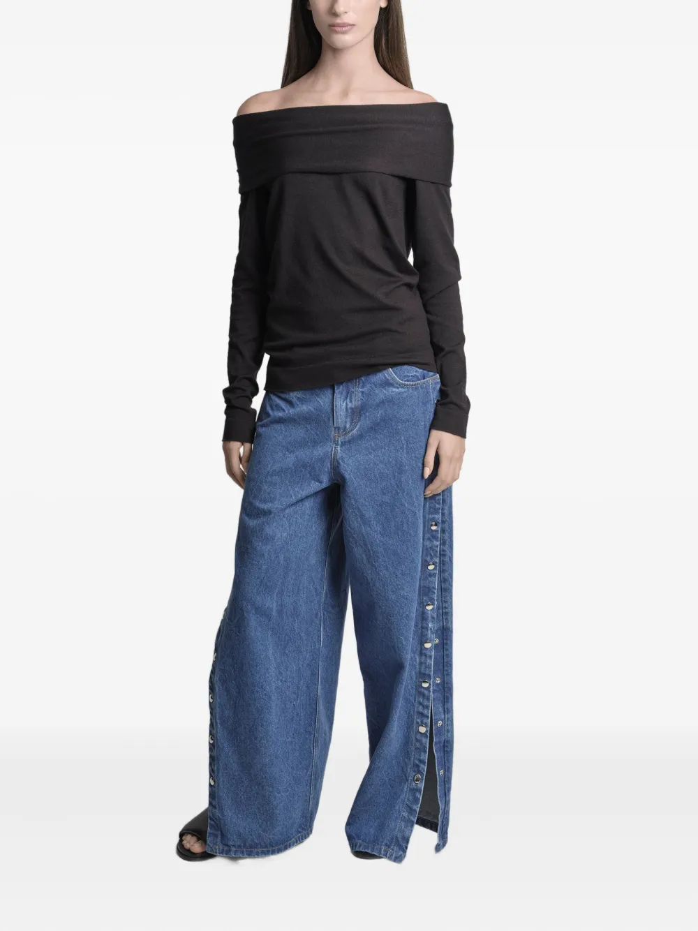 Uma | Raquel Davidowicz Katoenen jeans met drukknoop - Blauw