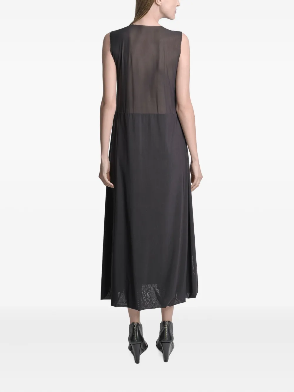 Uma | Raquel Blay Semi-sheer Panel Midi Dress In Black