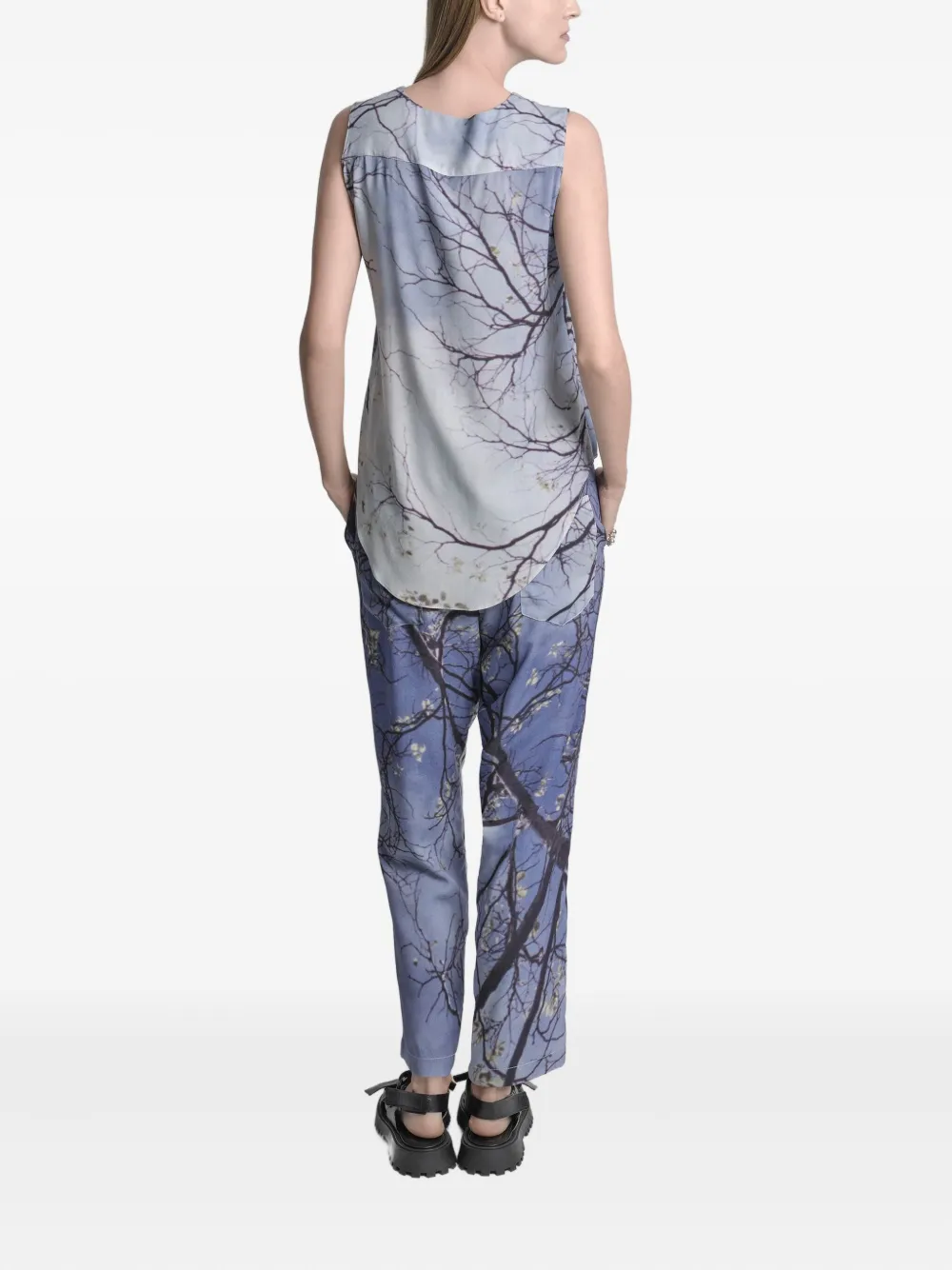 Uma | Raquel Blay Tree-print Sleeveless Top In Blue