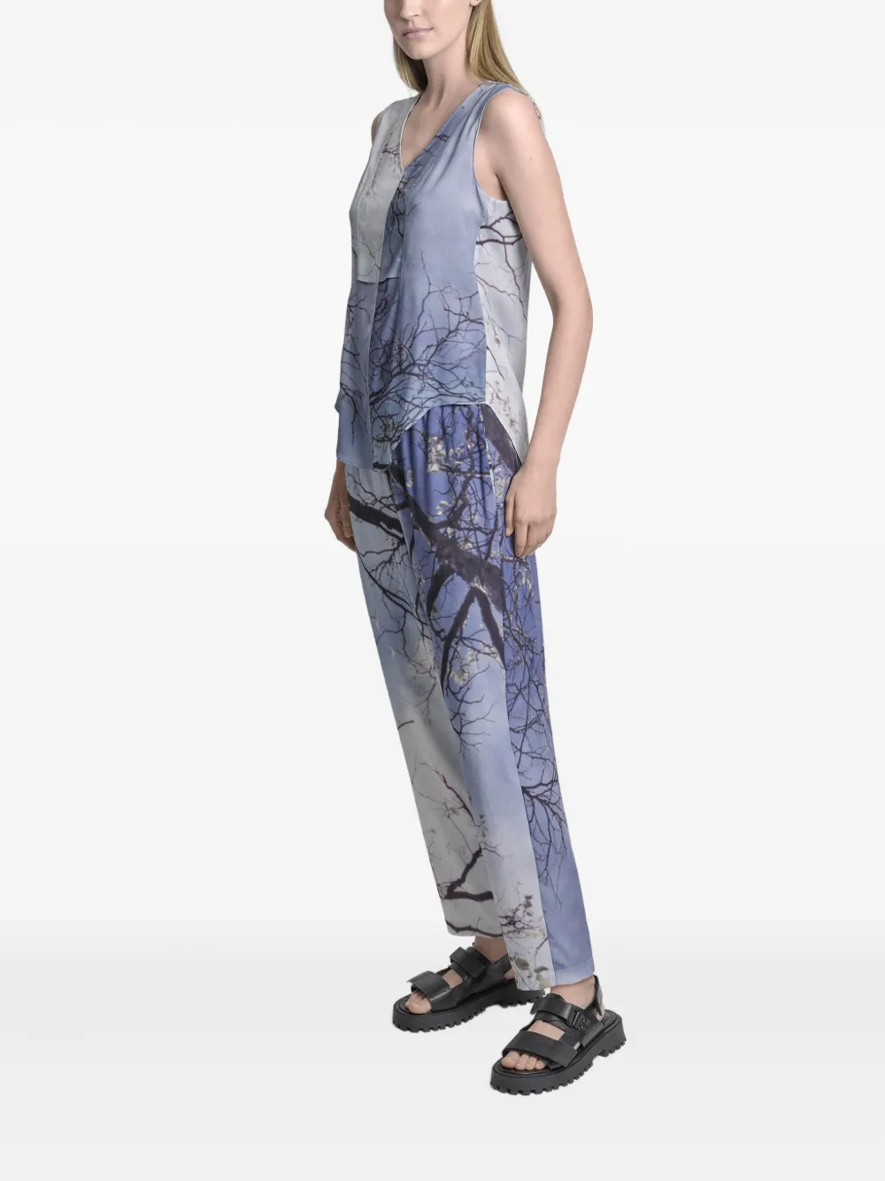 Uma | Raquel Blay Tree-print Sleeveless Top In Blue