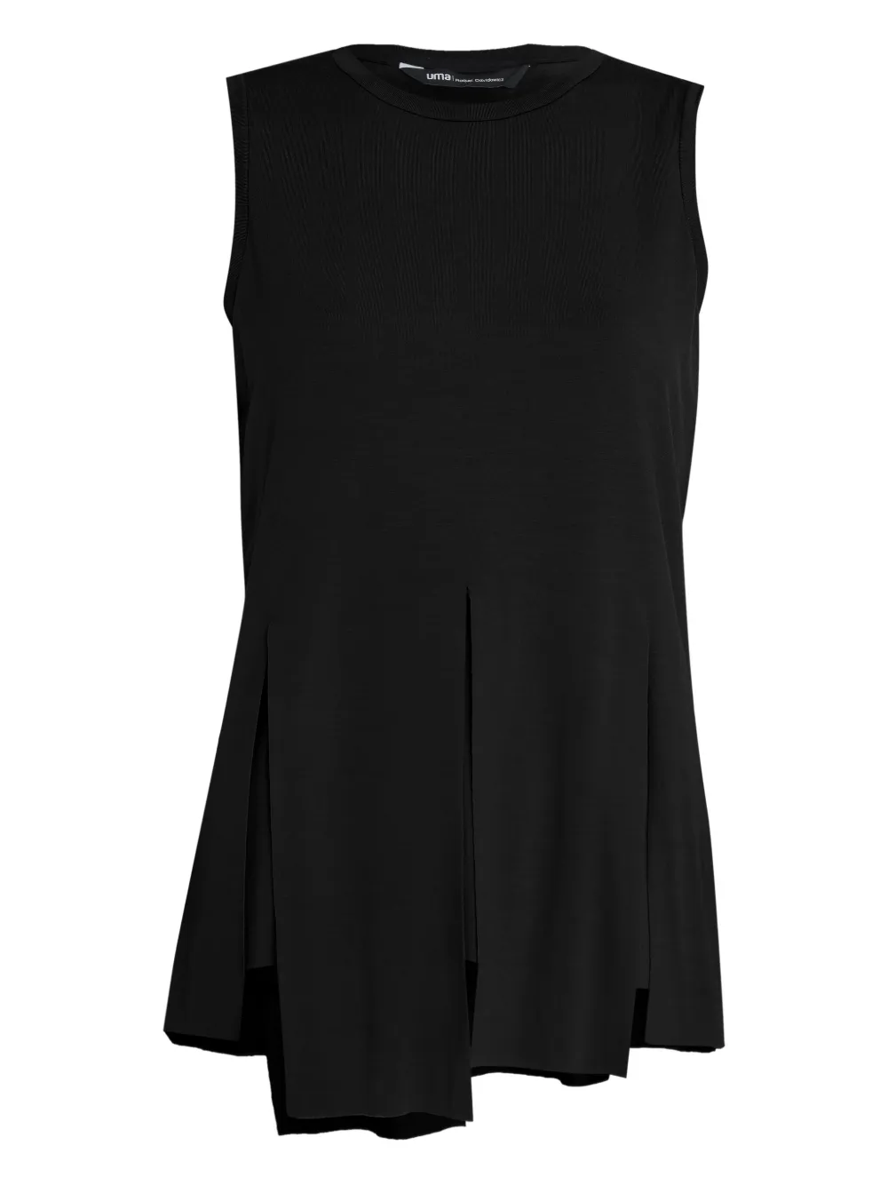 Uma | Raquel Blay Split-hem Sleeveless Top In Black