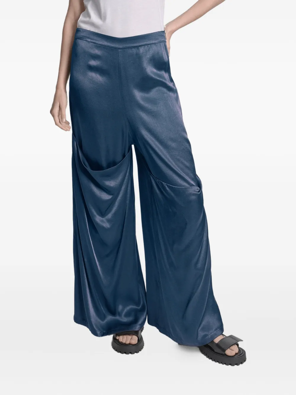 Uma Raquel Davidowicz draped wide-leg trousers - ブルー Uma Raquel Davidowicz draped wide-leg trousers - ブルー