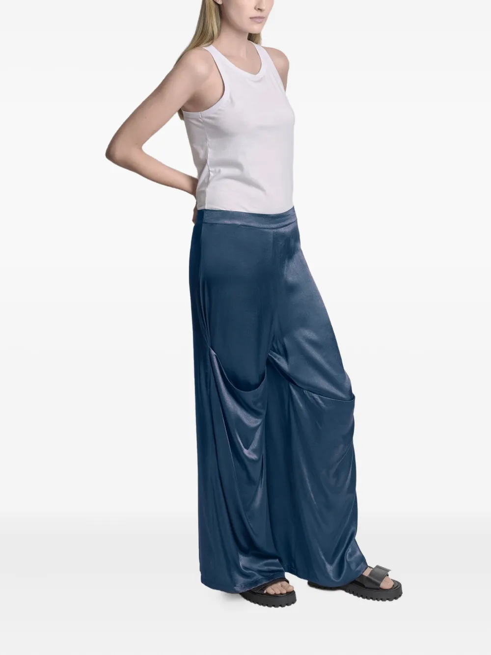 Uma | Raquel Davidowicz draped wide-leg trousers - Blauw