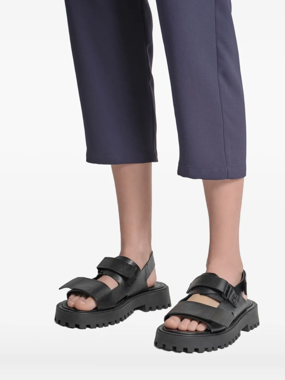 Uma | Raquel Blay Estátua Double-strap Platform Sandals In Black