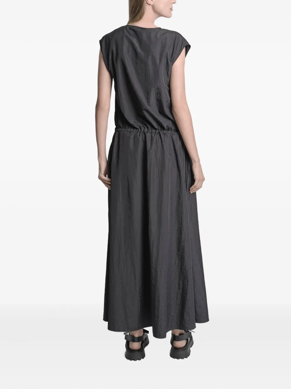 Uma | Raquel Davidowicz Maxi-jurk met trekkoordtaille en V-hals Zwart