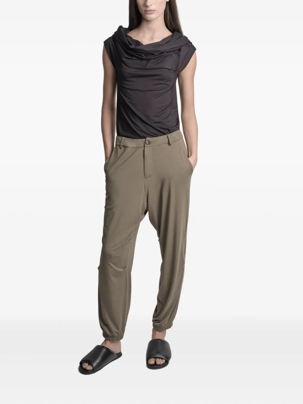 Uma | Raquel Davidowicz Ancora draped cowl-neck top - Zwart