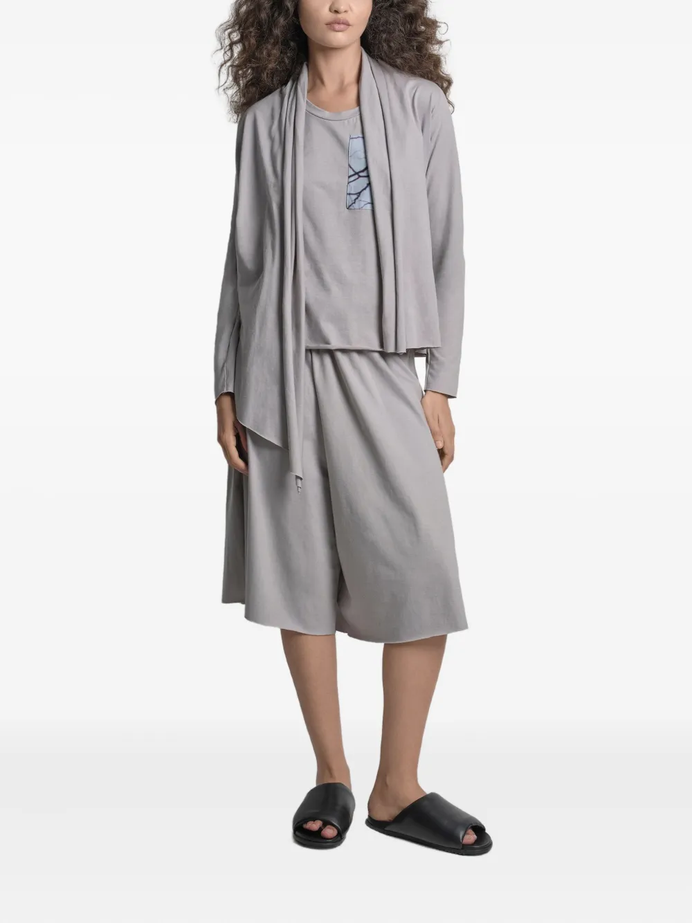 Uma | Raquel Blay Draped-collar Cotton Jacket In Gray