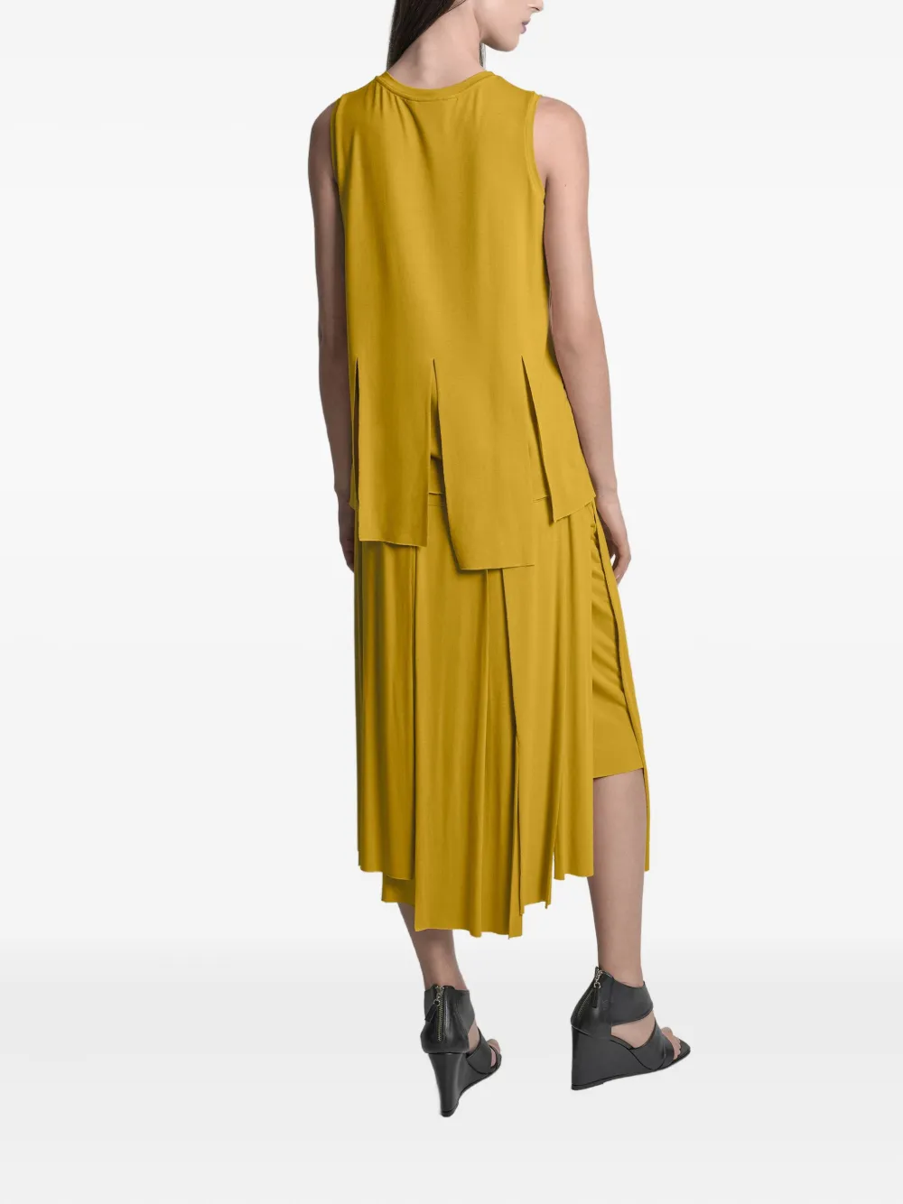 Uma | Raquel Blay Split-hem Sleeveless Top In Yellow