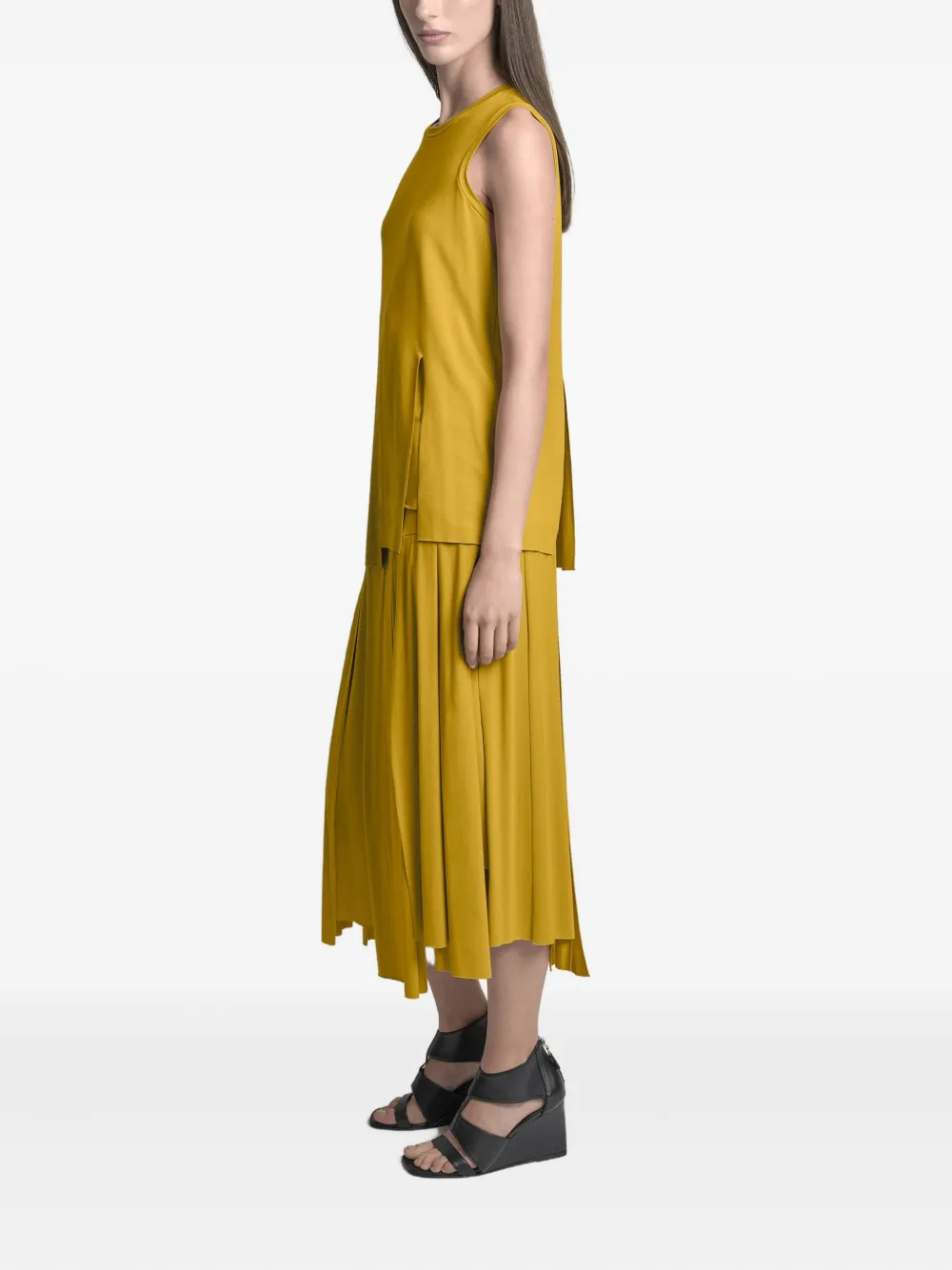 Uma | Raquel Blay Split-hem Sleeveless Top In Yellow