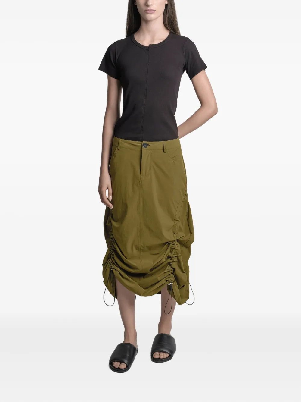 Uma Raquel Davidowicz Drawstring Gathered Skirt In Brown