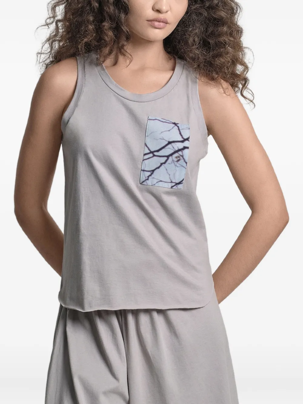 Uma | Raquel Blay pocket-print cotton top | Grey | Image 1