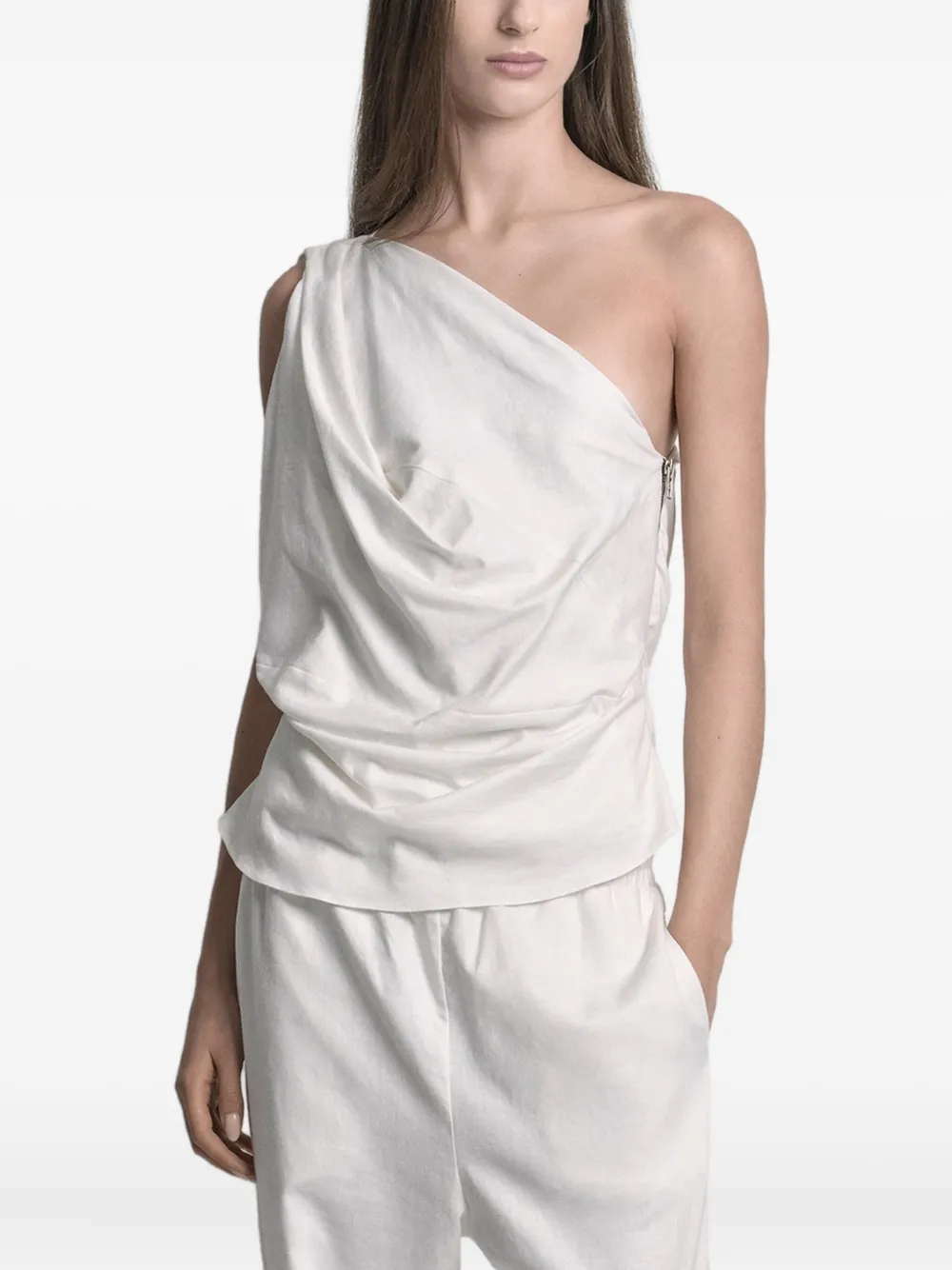 Uma Raquel Davidowicz Draped One-shoulder Top In White