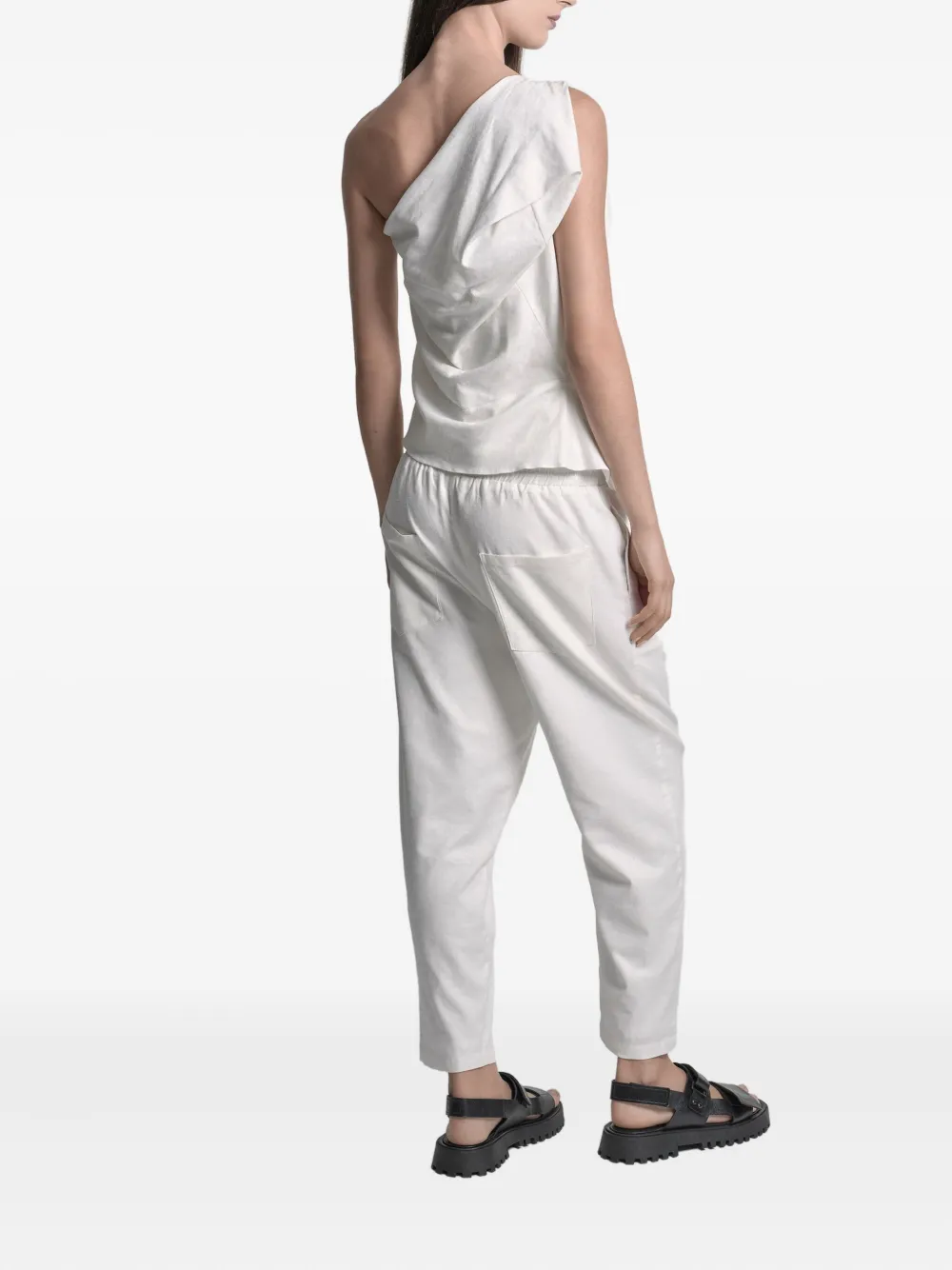 Uma | Raquel Davidowicz draped one-shoulder top - Zwart