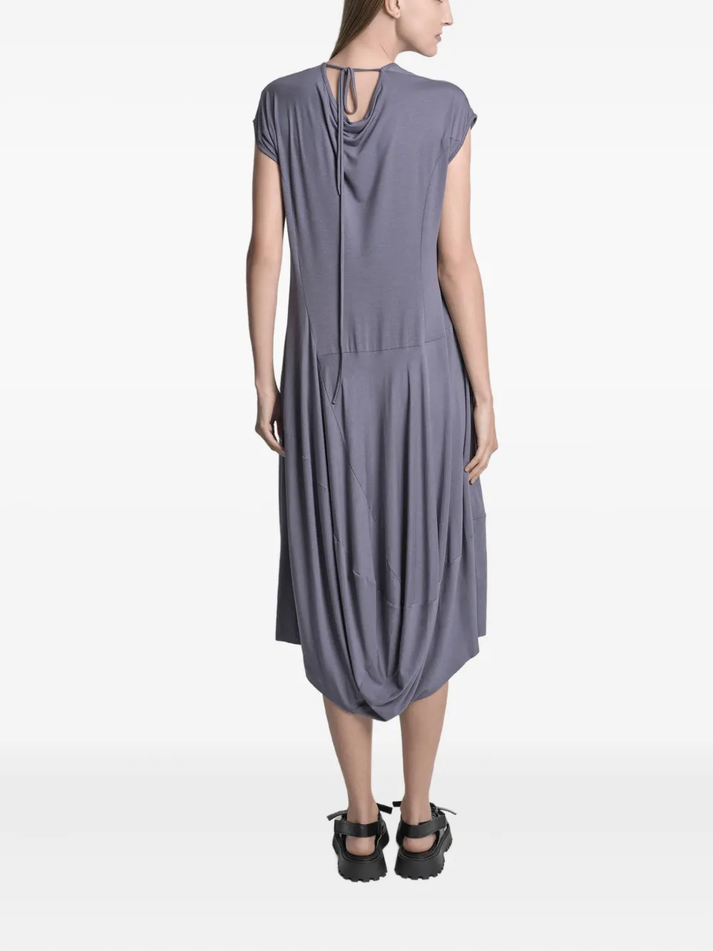 Uma | Raquel Blay Laptop Draped Short-sleeve Midi Dress In Blue