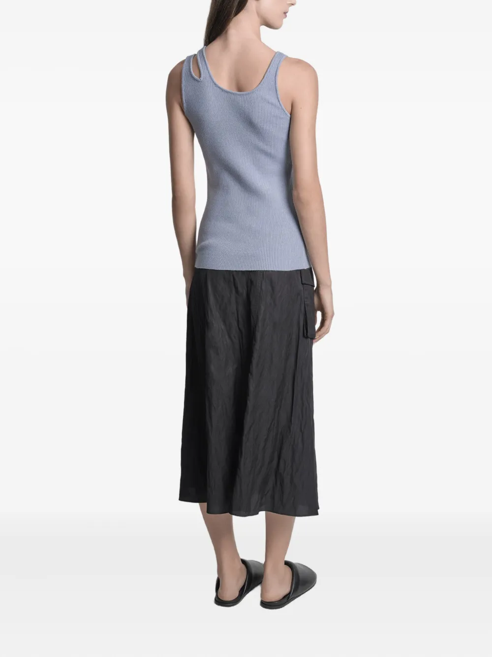 Uma | Raquel Blay Cut-out Ribbed Top In Blue