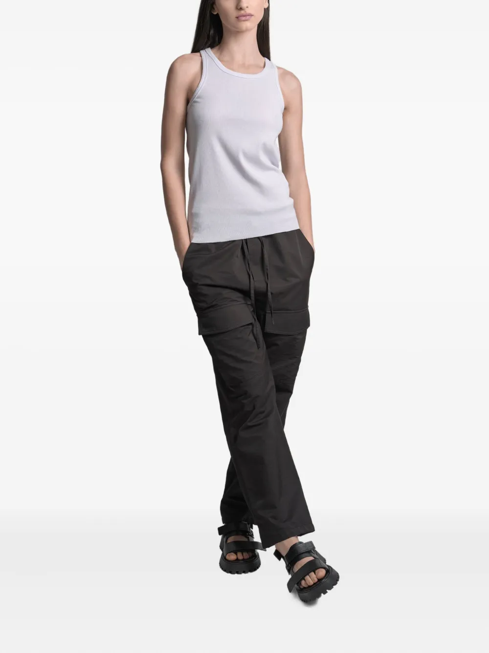 Uma | Raquel Davidowicz Geribbelde tanktop met ronde hals Wit