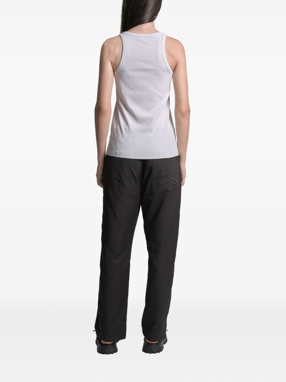 Uma | Raquel Davidowicz Geribbelde tanktop met ronde hals Wit