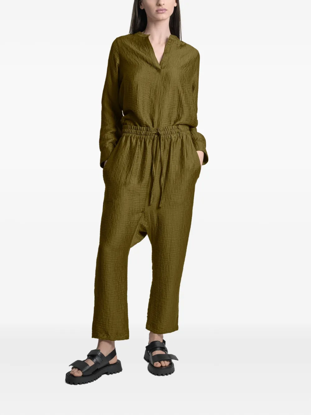 Uma Raquel Davidowicz Duster Drawstring-waist Trousers In Green