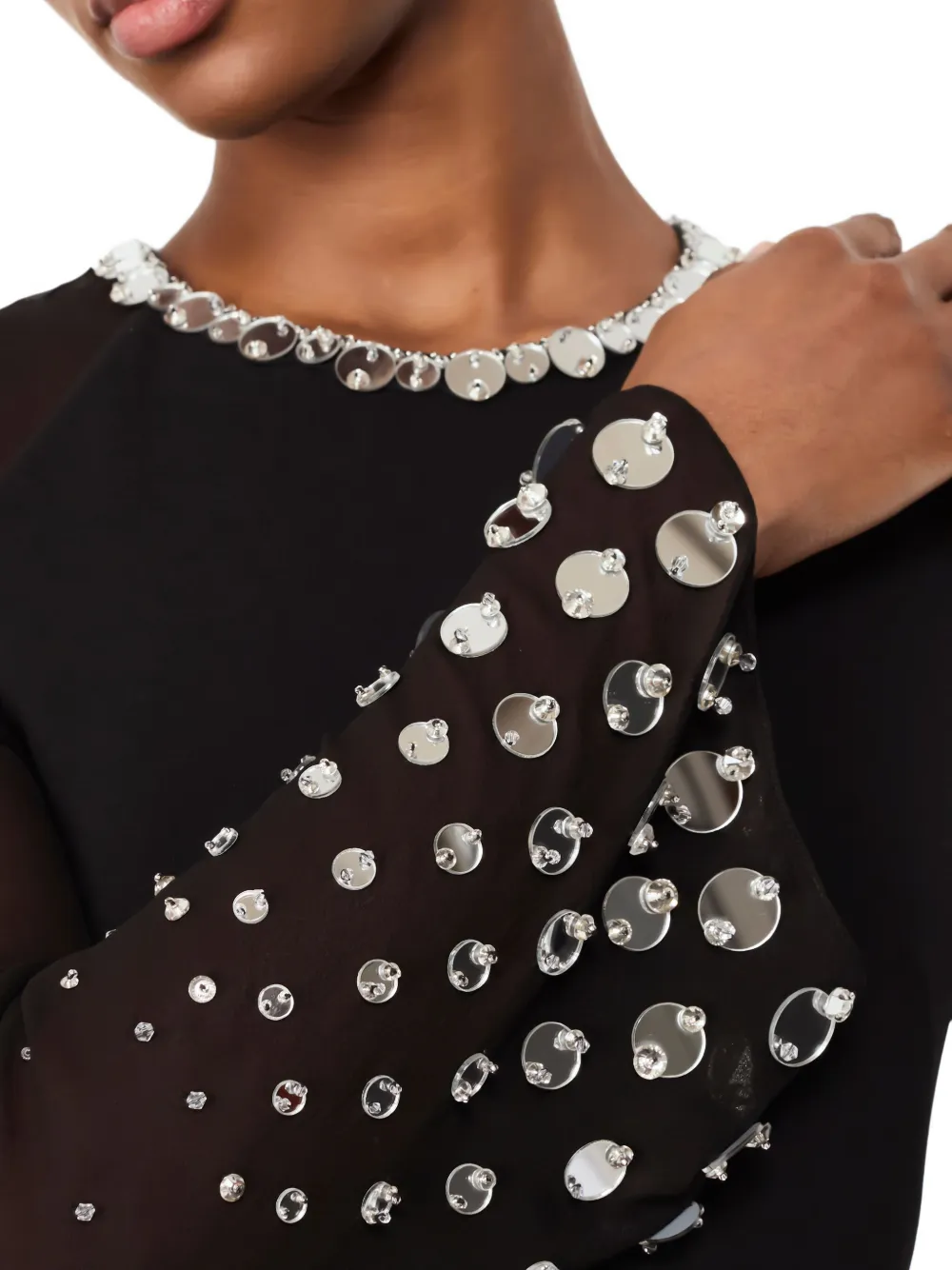 Jenny Packham Eurabia midi-jurk met mesh mouwen Zwart