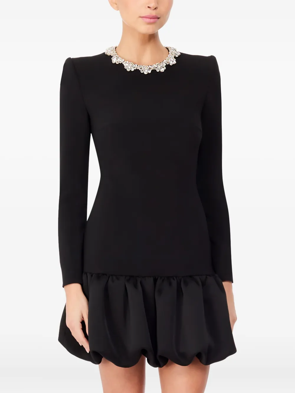 Jenny Packham Puff mini-jurk met verfraaide hals - Zwart