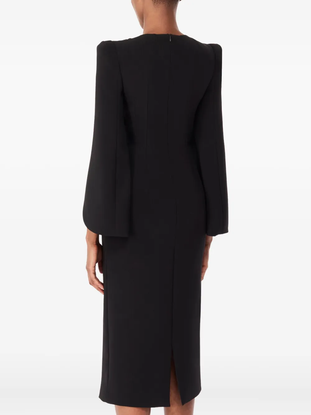 Jenny Packham Love Bow Split-sleeve Midi Dress In Black