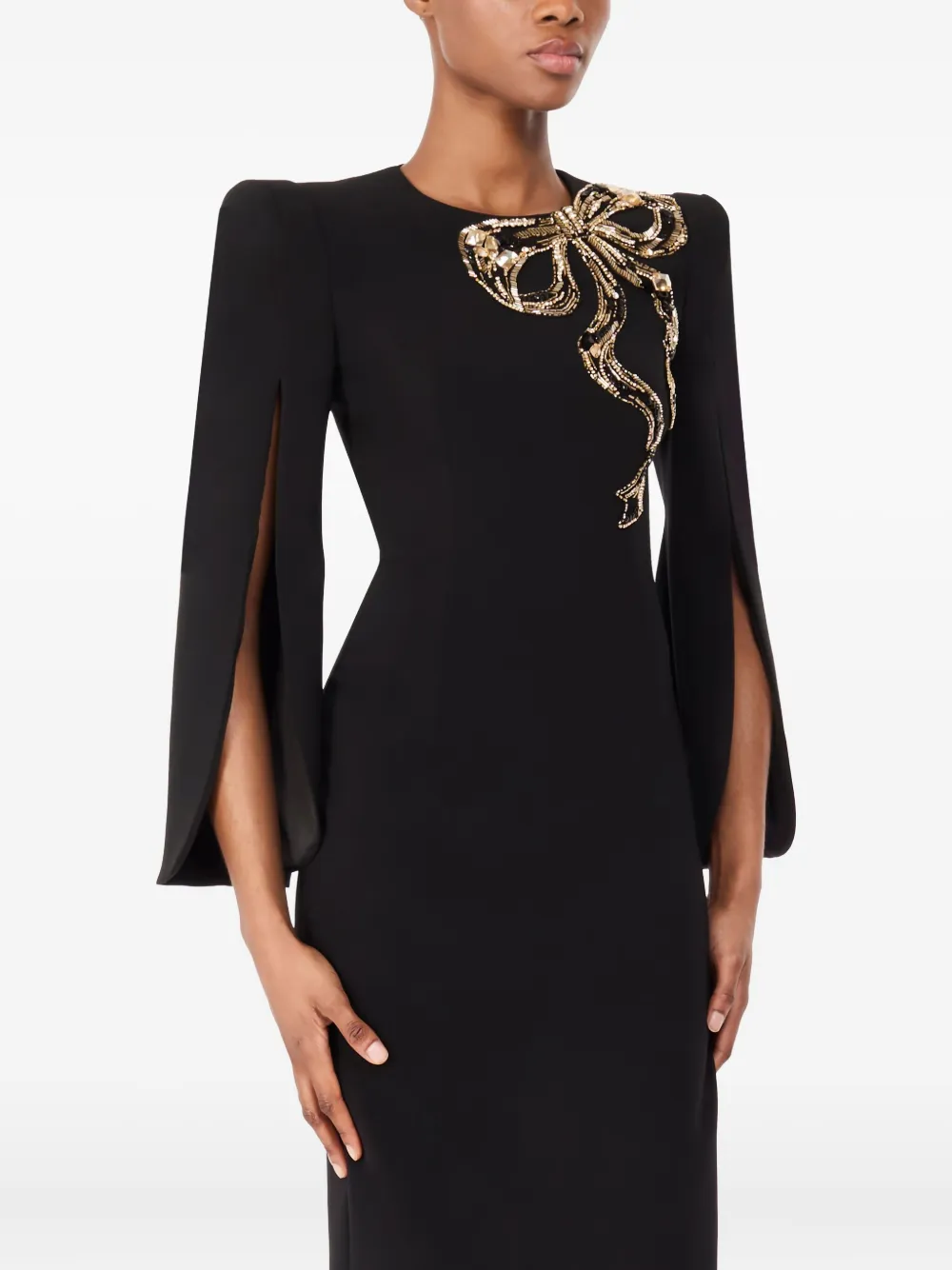 Jenny Packham Love Bow midi-jurk met split - Zwart