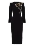 Jenny Packham Love Bow split-sleeve midi dress - Black