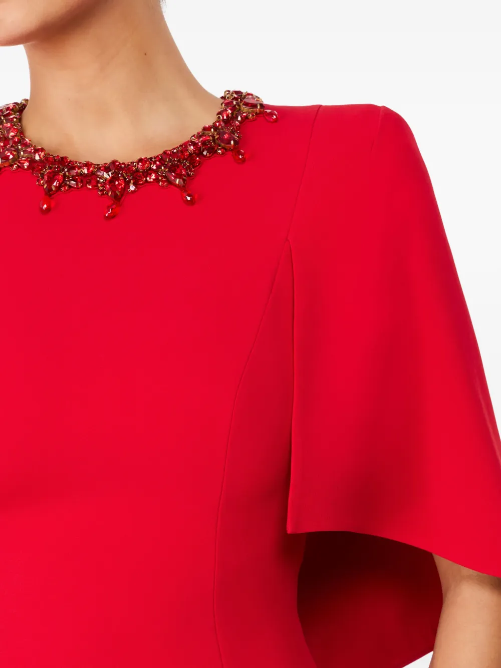 Jenny Packham Ursa midi-jurk met verfraaide hals Rood