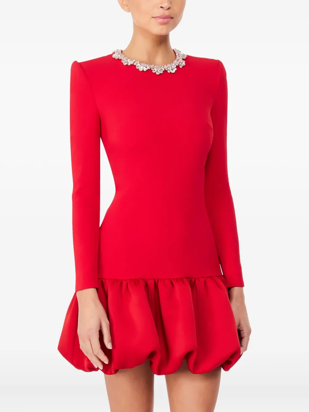Jenny Packham Puff mini-jurk met verfraaide hals - Rood