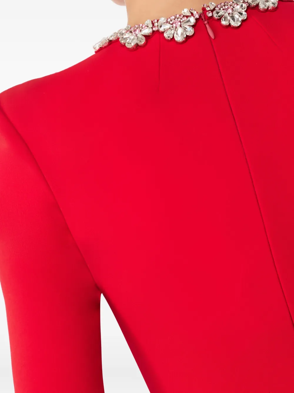 Jenny Packham Puff mini-jurk met verfraaide hals Rood