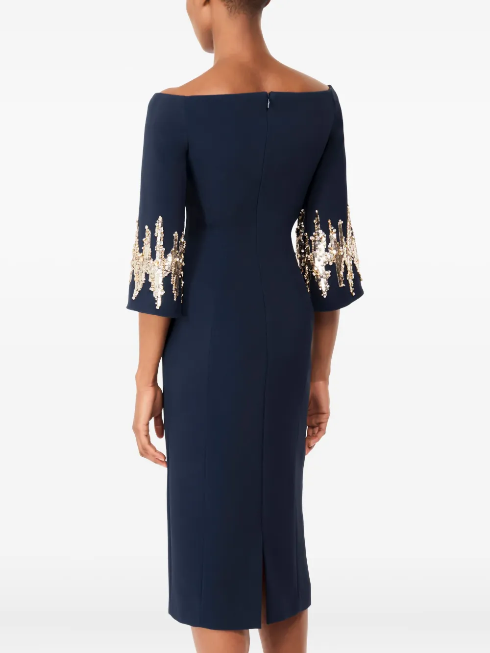 Jenny Packham Aster Sequin-embellished Midi Dress In Blue