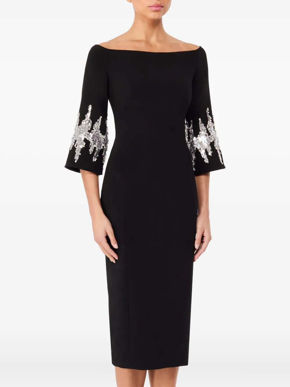 Jenny Packham Aster midi-jurk verfraaid met pailletten Zwart